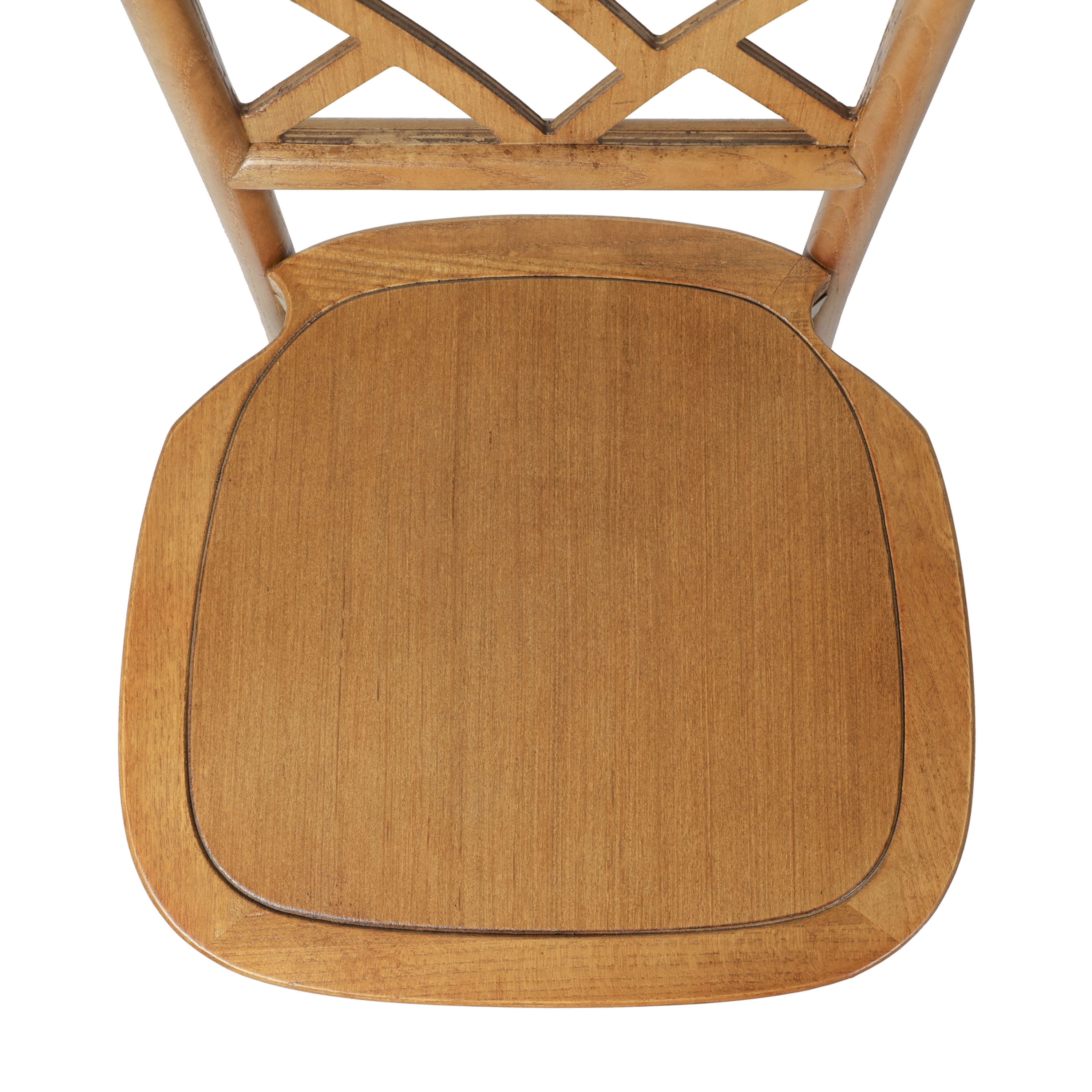 Merrick Lane Solid Wood Dining Chair with Stackable Design, Ornate Seat Back Accenting, and Elegant Finish in Pecan