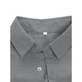 thumbnail image 6 of Calsunbaby Men Cotton Linen Short Sleeve Solid Shirts Casual Dress Tops Gray L, 6 of 8
