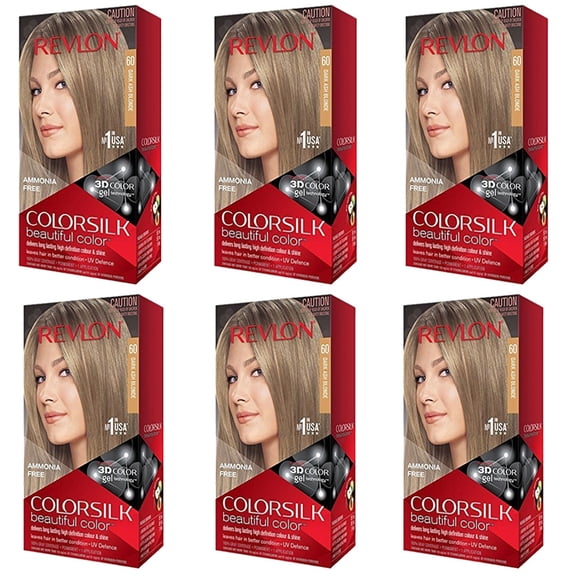 Pack of (6) Revlon ColorSilk Permanent Color, Dark Ash Blonde 60