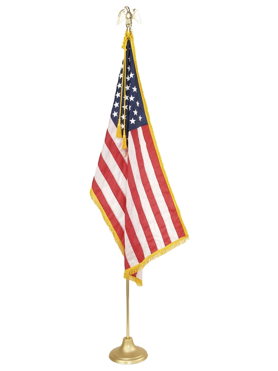 TOPFLAGS US American Parade Flag 3x5 ft  Courtroom Indoor Flag With 2 Inches Gold Fringe Indoor Flags with Pole Hem (American flag only without pole)