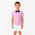 thumbnail image 4 of LittleSpring Toddler Boys Dress Shirts with Bow Tie for Kids School Uniform Short Sleeve Button Down Shirt Pink Plaid 4T, 4 of 6