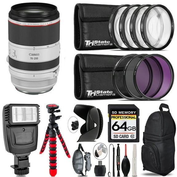 Canon RF 70-200mm f/2.8 L IS USM Lens   Flash    Tripod & More - 64GB Accessory Kit (International Version)