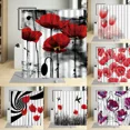 thumbnail image 2 of Red Flowers Poppy Floral Pattern Shower Curtains Bathroom r Waterproof Bathtub Polyester Fabric Bath Curtains With, 2 of 7