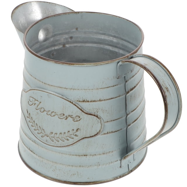 Vintage Metal Flower Jug Farmhouse Flower Pot Rustic Decorative Jug Pot for Flowers