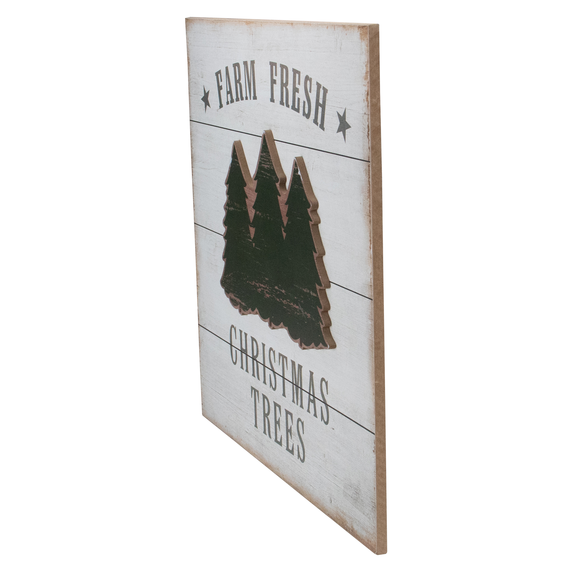 Northlight 16" White Washed Farm Fresh Christmas Trees Wooden Wall Sign - image 4 of 5