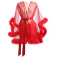 thumbnail image 1 of Kimono de malla de manga larga con ribete lujoso para mujer, camisón transparente, lencería, 1 of 8