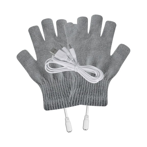 Dyfzdhu Gloves Fashion Winter Full&Half Hand Laptop Mitten Men Warm Finger USB Heated Knit