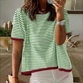 thumbnail image 2 of Timegard Womens Tops Crewneck Short Sleeve Striped Loose Comfy Casual Tee Shirts Block Color Blouse, 2 of 7