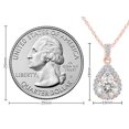 thumbnail image 7 of Round Cut Lab Created Moissanite Diamond Teardrop Halo Pendant Necklace In 14k Rose Gold Plated Sterling Silver 18" Chain(G-H Color,VVS1 Clarity,1.20 Cttw), 7 of 7