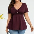 thumbnail image 2 of Lmnyox Plus Size Shirts for Women Dressy Casual V Neck Button Tunic Blouses Business Fashion Loose Tops, 2 of 8