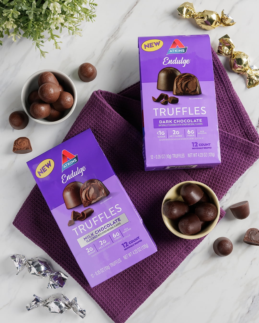 (3 pack) Atkins Endulge 4pk-1.06oz Dark Chocolate Truffles