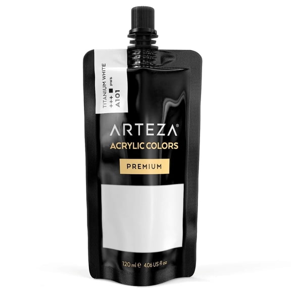 Arteza Acrylic Artist Paint, Titanium White, 120ml - Single Color