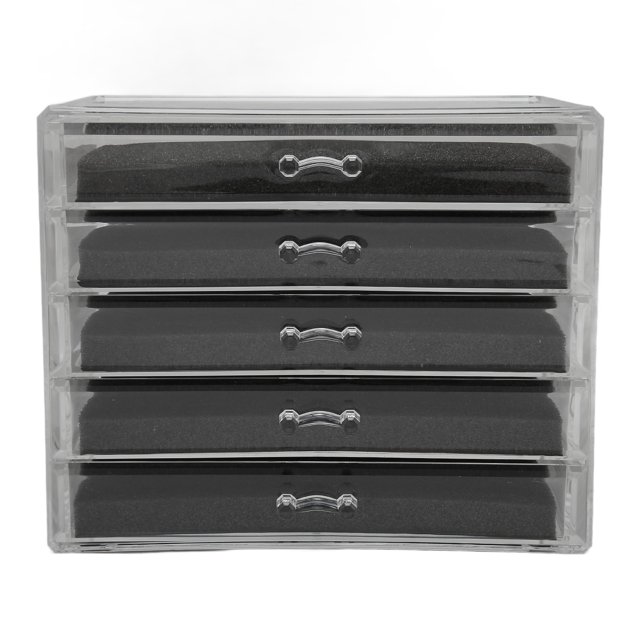 Gabinete de almacenamiento con cajones de capas, Cajón de joyería de 5 capas Caja de almacenamiento con cajón para joyas Gabinete de almacenamiento de escritorio transparente Aspecto llamativo