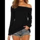 thumbnail image 1 of Blusa de Larga con Cuello y Hombros Descubiertos para Mujer Negro XL, 1 of 8