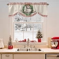 thumbnail image 2 of Christmas Tie Up Valances Curtain, Frohe Weihnachten Green Wreaths Red Plaid Retro Adjustable Rod Pocket Short Window Treatment Tie Up Curtains Valances for Kitchen Living Room Bathroom 54x18 In, 2 of 9