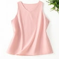 thumbnail image 4 of FDGIU Women's 2025 Summer V Neck Tank Tops - Sleeveless Flowy Blouse with Curved Hem, 4 of 6
