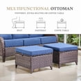 thumbnail image 5 of Outdoor Conversation Sets 5-Piece Patio Wicker Rattan Furniture Set with Swivel Rocking Chairs, Ottomans, Side Table and Upgrade 6" Cushions for Balcony Deck Backyard, Blue, 5 of 12