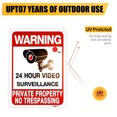 thumbnail image 4 of Letreros de aluminio de prohibido el paso a propiedades privadas, letreros de metal con videovigilancia las 24 horas para el hogar, el patio, la propiedad, el negocio en casa, 4 of 5
