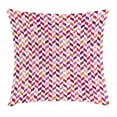 thumbnail image 1 of Patchwork Throw Pillow Cushion Cover, Colorful Geometric Herringbone Patchwork Pattern with Dotted and Checkered Tiles, Decorative Square Accent Pillow Case, 16 X 16 Inches, Multicolor, by Ambesonne, 1 of 2