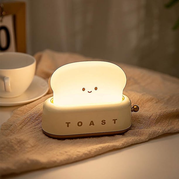 luz nocturna creativa para tostadas, luz LED nocturna para panificadora, carga USB, luz de noche regulable para dormitorio (amarilla)