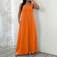 thumbnail image 6 of NTACZA Plus Size Spring Dresses for Women Shift Solid Maxi Loose Crew Neck Orange, 6 of 6