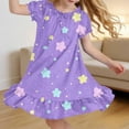 thumbnail image 2 of HAOTAGS Girls Casual Dress, Breathable Puff Short Sleeve Soft Cute Graphic Ruffle Flowy Home Sleepwear Dress Multicolor Size 8, 2 of 9
