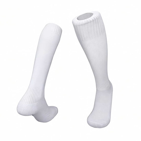 Kids' Soccer Knee High Socks Terry Cushion Sole for Youth Weekend Field Training 5-17 Years White 7-13 Years