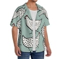 thumbnail image 2 of Yiaed Hand Drawn Chickens Print Mens Casual Wrinkle Free Shirts Short Sleeve Button Down Summer Stretch Dress Shirt-Large, 2 of 5