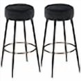 thumbnail image 3 of DUHOME Set of 2, Modern Round Velvet Bar Stools, Height 30 Inches, Kitchen Breakfast Round Dining Chair Height for Coffee Shop, Bar, Home Balcony(2pcs, Black), 3 of 4