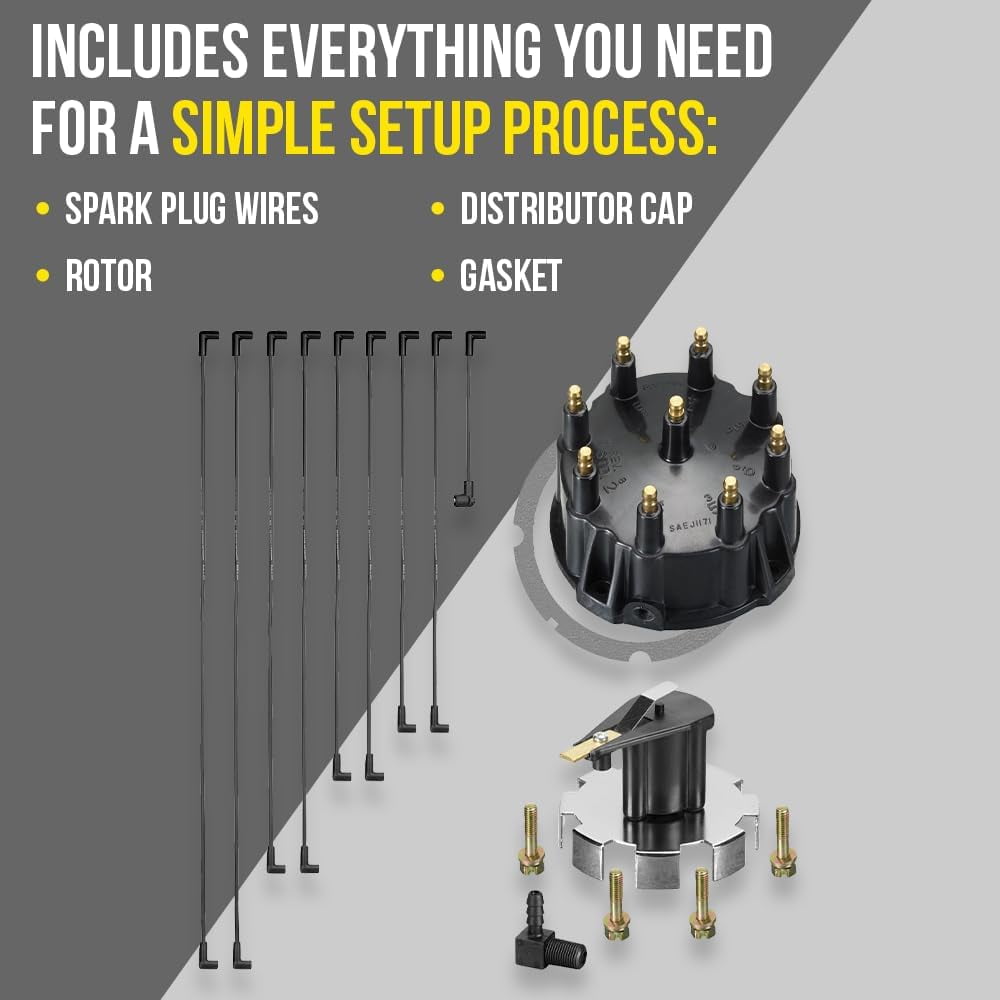 Mercruiser Thunderbolt V8 Distributor Cap Rotor Spark Plug Wires Kit Set 5.0 5.7 7.4 8.2 350 by FASWORX