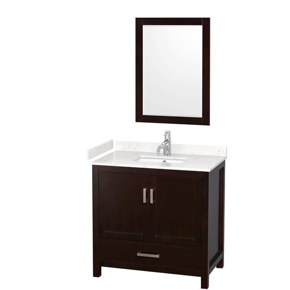 Wyndham Collection Sheffield 36" Mirror Wood Single Bathroom Vanity in Espresso