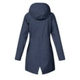 thumbnail image 4 of WTOBBY Women's Striped Mid-Length Rain Jacket - Waterproof Windproof Hooded Sun Protection Coat for Hiking, Outdoor Sports and Rainy Days ,Navy S, 4 of 4