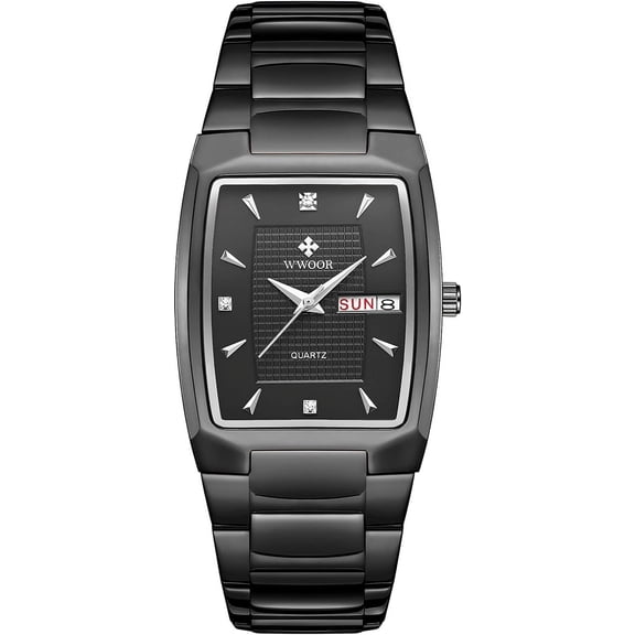 Square Watches for Men Stainless Steel Mens Square Watch with Date Original Waterproof Analog Quartz Fashion Business Casual Wristwatch