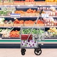 thumbnail image 4 of Costway Carro de Compras Plegable Portátil de Doble Cesta Mediano y Ligero de Gran Capacidad Carro Rodante de 4 Ruedas 43 x 52 x 95 cm, 4 of 9