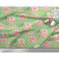 thumbnail image 2 of Soimoi Green Cotton Duck Fabric Leaves & Peony Floral Print Fabric by Yard 42 Inch Wide, 2 of 3