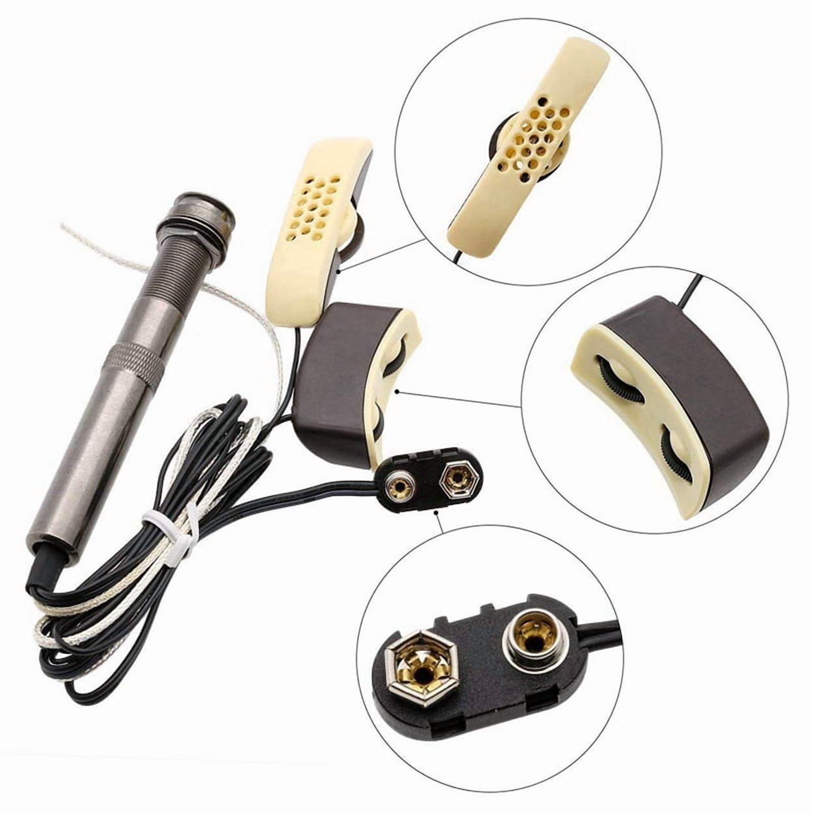 3X Guitar Pickup A-202 Guitar Equalizer Piezo Pickup Amplifier Tuner with 6.35Mm Output Jack (with Microphone)