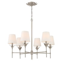 568-SA Crystorama Lighting Broche - 6 Light Chandelier-28 Inch Tall and 32 Inch Wide-Antique Silver Finish