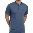 thumbnail image 2 of GIRUNS Mens Henley Shirts Short Sleeve Casual Classic Cotton T-Shirts Pocket Button Tees Blue M, 2 of 6