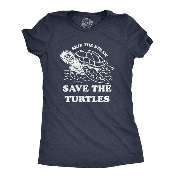 Womens Skip The Straw Save The Turtles T Shirt Environmental Awareness Tee Womens Graphic Tees