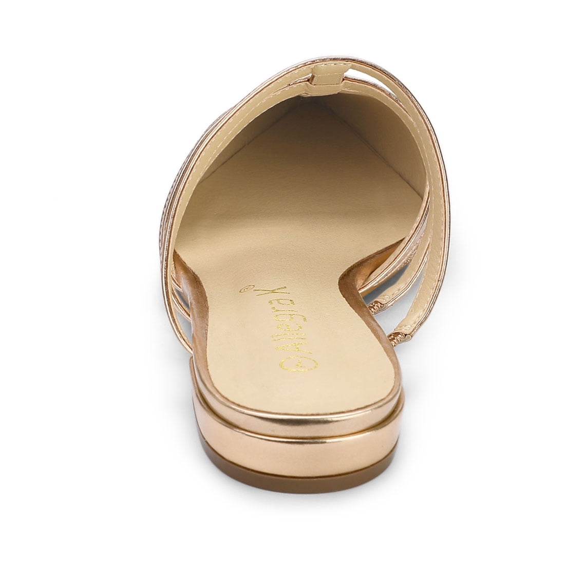 DARING DIVA Women's Glitter Pointed Toe Flats Mules Gold 7