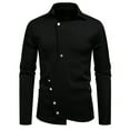 thumbnail image 2 of Blusa y camisa de manga larga con cuello vuelto para hombre, informal, a la moda, con botones sólidos, de poliéster, de manga larga y cuello vuelto., 2 of 7