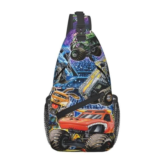 Monster Truck Jam Sling Bag Crossbody Sling Backpack Chest Bag Daypack Purses Shoulder Bag For Women Men Travel Hiking