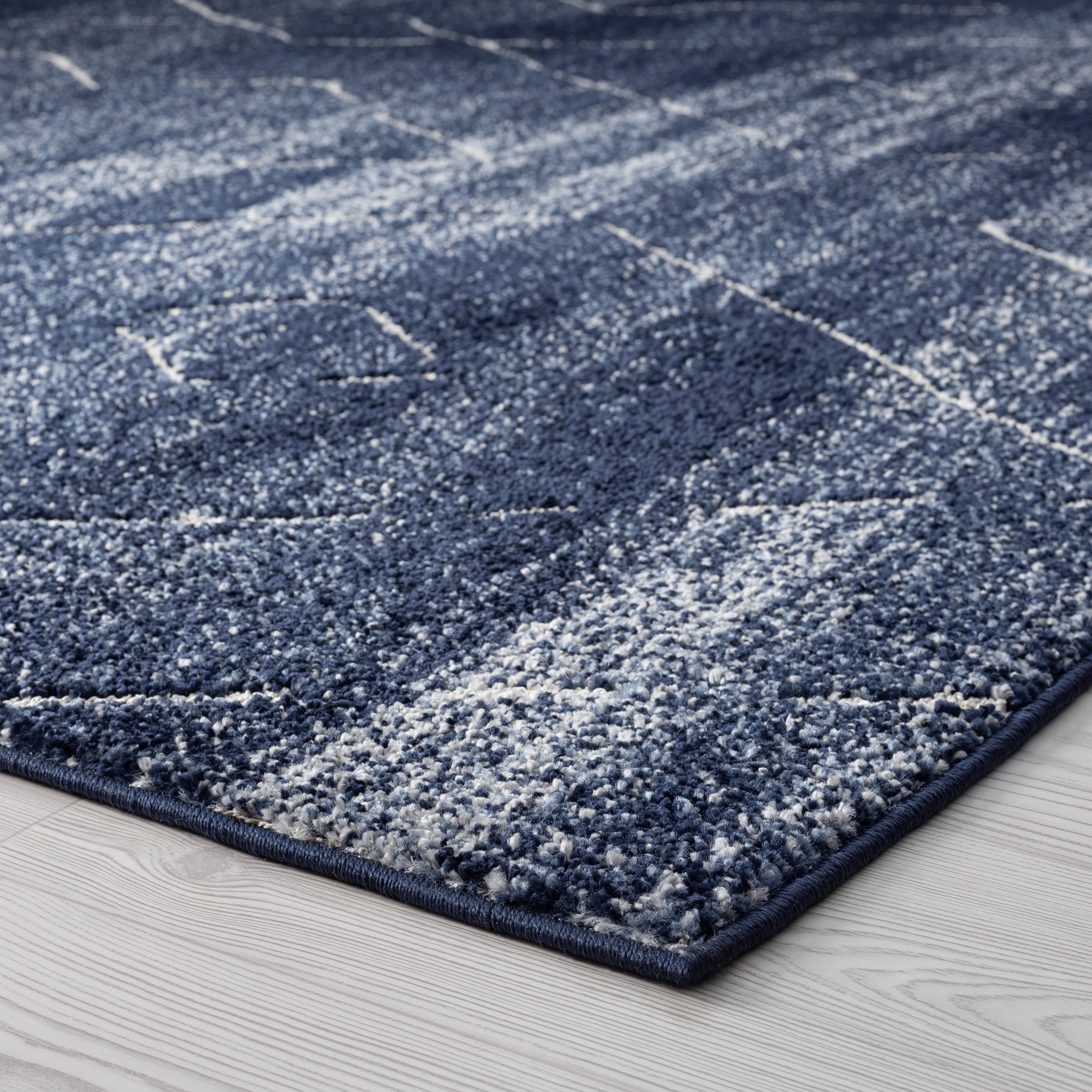 Contemporary 8x10 Area Rug (7'11'' x 10'3'') Geometric Navy, Cream Living Room Easy to Clean
