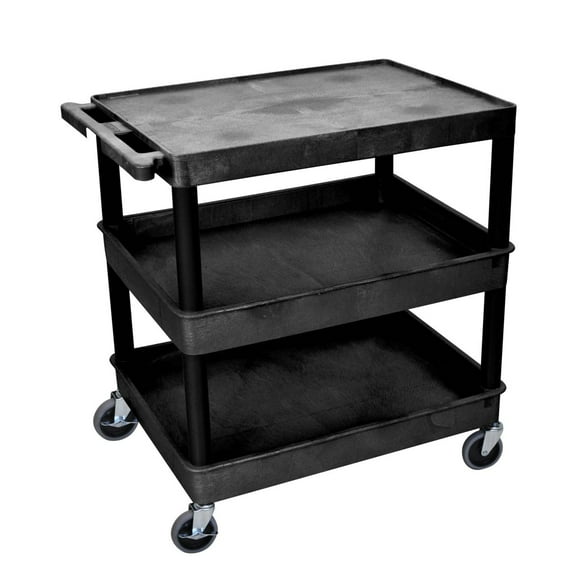 Luxor TC211-B Three Shelf Utility Cart - Black