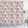 thumbnail image 1 of Ambesonne Butterfly Shower Curtain, Vibrant Flora Dots, 69"Wx84"L, Multicolor, 1 of 3