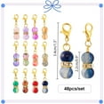 thumbnail image 2 of PH 48pcs 12 Colors Round Bead Dangle Charms 1.3 Inch Pendant Glass Beads with Golden/Silver Lobster Claw Clasps Dangle Pendants for Jewelry Keychain Stitch Markers Making Colorful, 2 of 6