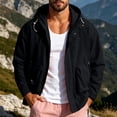 thumbnail image 4 of LVHAOGJOB Mens Hoodie Jackets Zip Front Lightweight Rain Jackets with Pockets Windbreaker Big and Tall Coats for Men, 4 of 9