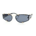 thumbnail image 3 of Womens Side Visor Retro Hipster Rimless Taper Rectangle Metal Rim Sunglasses Gold - Black, 3 of 5