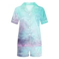 thumbnail image 4 of SwiftWear Womens Pajama Sets 2 Piece Satin Short Sleeve Button-Up Top & Shorts Set Soft Comfy Sleepwear Tie Dyed Pjs Loungewear S, 4 of 5
