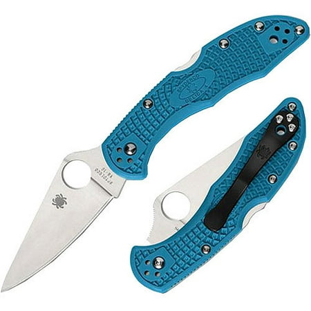 - Spyderco Delica 4 Lightweight Blue FRN Flat Ground PlainEdge Folding Knife